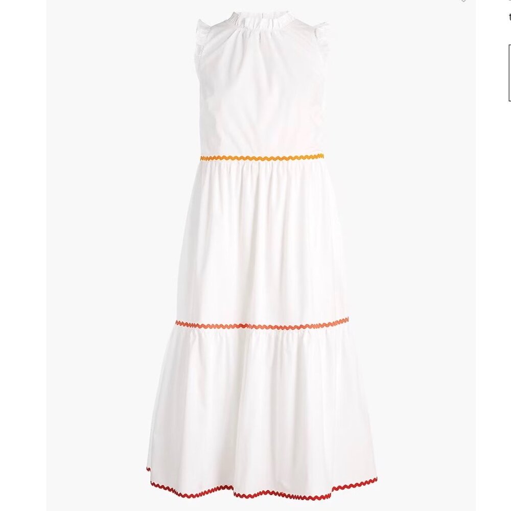 J.Crew Factory Tiered Midi Ruffle Dress with Rickrack Trim Size 2 New